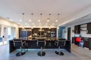 remodeled kitchen with marble island